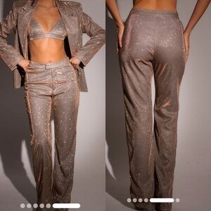 SLA The Label Bronze Santorini Trouser and Bronze Astrid Bralette Shimmer 2/XXS